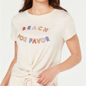 Jenni by Jennifer Moore Women's Twist-Front Soft Knit Beach Pajama Top, Peach